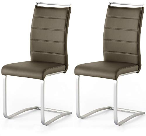 Robas Lund Esszimmerstühle 2er Set Schwingstuhl Braun, Esszimmerstuhl Stuhl Pescara, B/H/T: ca. 42 x 102 x 56 cm