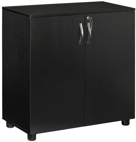 Vinsetto Archivador con Puertas y estantes con Cerradura, Armario de Almacenamiento de 2 Niveles con Cerradura con 2 Llaves para Oficina en casa, 80 x 40 x 80 cm, Color Negro
