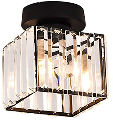 Mengjay Vintage Pendelleuchte schwarz Drahtleuchte mit Kristall, Retro E27 Edison Fassung Hängelampe Pendellampe für Wohnzimmer Esszimmer Restaurant Keller Dekor (Schwarz-Quadrat)