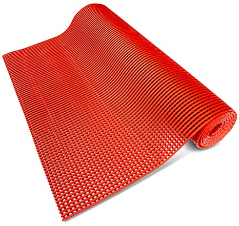 Floordirekt Poolmatte Untergrund Bodenschutzmatte Pool Unterlegmatte Outdoor Adria Fußmatte mit Drainagefunktion rutschfestes PVC für, Nasszonen & Arbeitsplätze Meterware (120 x 50 cm, Rot)