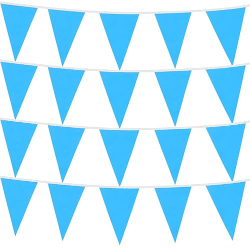 10m Colour Bunting Flags 20 Pennants Party Decorations Plastic Triangle Garden Parties Event Flags (Baby-Blue)