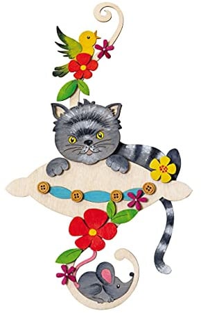 Drechslerei Kuhnert - Hobaku Bastelset - Fensterbild/Fensterschmuck - Motiv: Katze - Dekoration aus Holz zum Zusammenbauen - Maße: ca. 25 x 16 x 1 cm - Made in Germany