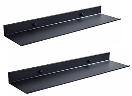 AJINGELA An der Wand montiert Schwimmend Metall Regale Ledge, Schwarz Badezimmer Regal Wandhalterung Regale Platzeinsparung Rostfest Extra stark Schwebende Regale Lagerregal(30cm,Set of 2pcs)
