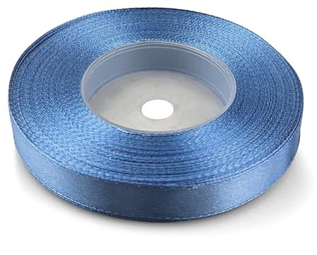 Netuno 1x Satinband Blau 12 mm x 32 m blaues Geschenkband Schleifenband farbig Dekoband Stoffband Satinrolle Satinbänder blaue Schleife Geschenk Verpacken Dekoration Satinband Rolle blu ribbon silk