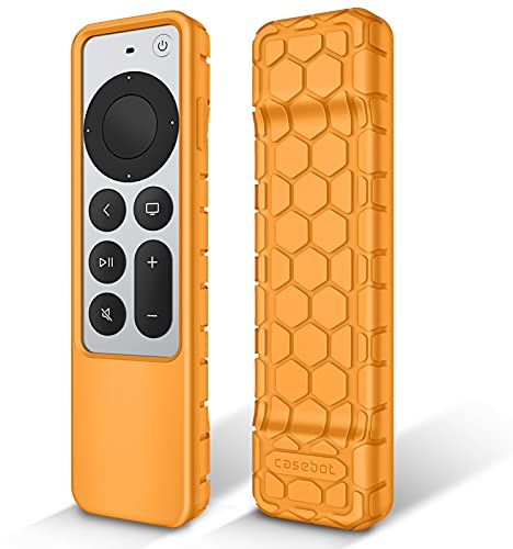 Fintie Protective Case for Apple TV Siri Remote 2021 2022 - Honey Comb Lightweight Anti Slip Shockproof Silicone Cover for Apple TV 4K / HD Siri Remote Controller (2nd Gen / 3rd Gen), Orange