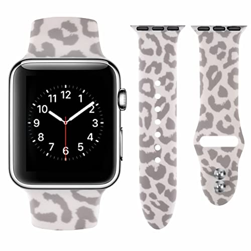 Vozehui Compatibile con Apple Watch Strap 38mm 40mm 41mm 42mm 44mm 45mm per le Donne Uomini, Morbido Silicone Leopard Pattern Sostituzione Sport Band Strap per iWatch SE Serie Strap 6 5 4 3 2 1
