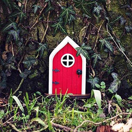 Wichteltür, Wichteltür Zubehör, Feentür, Elfentür Wichteltür Set aus Holz, Miniatur Deko Wichteltür Set, Feengarten-Dekoration, Garten Baumtür Fenster Dekorationen Puppenhaus Zubehör Feengarten
