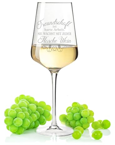 Leonardo Weinglas mit Gravur - Freundschaft ist harte Arbeit - lustiges Spruchglas als Geschenk für Weinliebhaber - Geschenke für Sie & Ihn - Geeignet für Rotwein & Weißwein - Farbe: Puccini