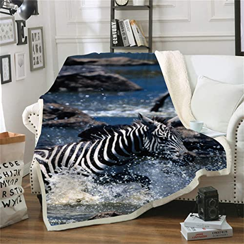 lixiaochao Decke Zebra Printed Sofadecke Plüsch Schlafsofa Sofa Plüsch Zuhause Schlafzimmer Dekoration (130x150cm) 3D-Druckdecke