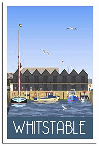 Vintage Whitstable Hafen Kent Boot Reiseposter Dekorative Poster Modern Schlafzimmer Leinwand Kunst Poster Bild Malerei Poster Wanddeko Kunst Geschenk