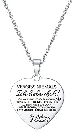 HAYOUWAY An Meine Tochter Ich Liebe Dich Mama Herz-Halskette Silber (Silber...VERGISS NIEMALS Ich Liebe Dich Mama)