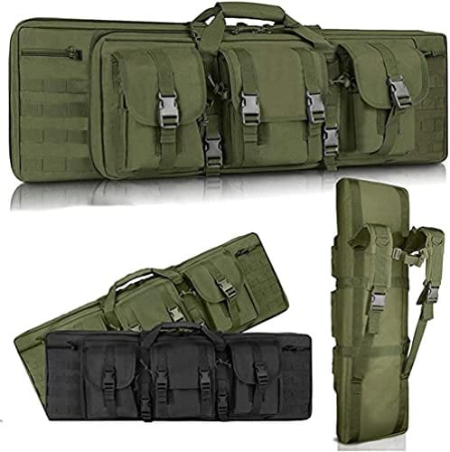Honent Waffentasche Gewehrtasche,Gewehrtasche 2 Langwaffen,Waffentasche Gun Bag Futteral Gewehrtasche Mit Doppelfach & 3 Große Zubehör Beutel,Für Outdoor Tactical Gewehr,90Cm/35.4,Schwarz,Army Green