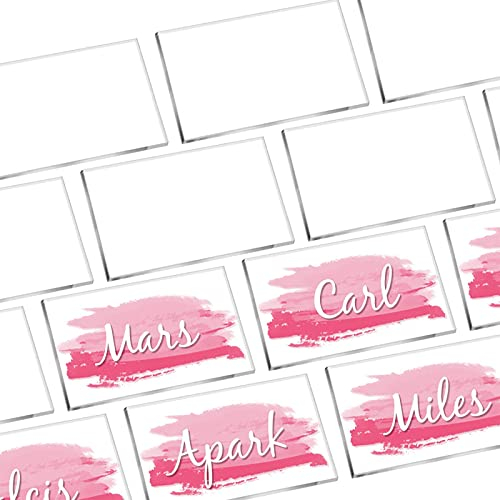 URROMA Rechteckige Tischkarten, Acryl-Namenskarten für Tische, Sitzkarten für Hochzeitsempfang, blanko, Gastnamenschilder, transparent, personalisierbar, 50 Stück