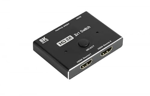Alcasa Zubehör Marke Modell HDMI 2.1 Switch/Umschalter, 2-Fach (2X Eingang und 1x Ausgang), direktional, 8K @30Hz, Good Connections®