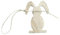 FRANK FLECHTWAREN Girlande Häschen, süße Osterdeko aus Holz, 12 kleine Figuren mit weißem Puschel, Maße: Hase 6 x 8 cm, Gesamtlänge 190 cm