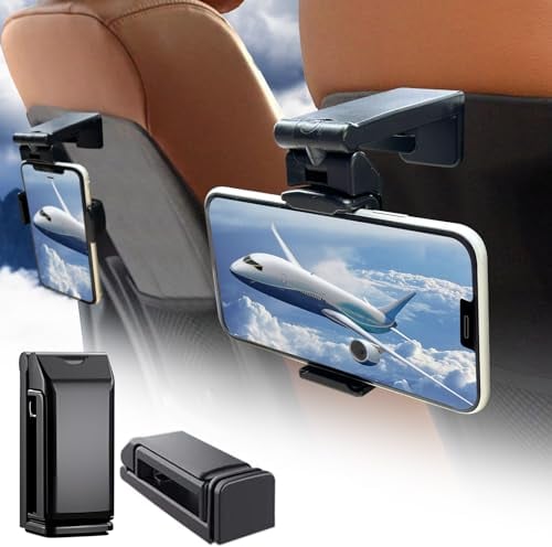 2 Pack Airplane Phone Holder, 360 Degree Rotation Flight Mount Clip Portable Foldable Travel Essential Accessory, Phone Stand Desk Bed Compatible with iPhone Pro Max