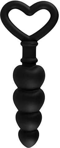 ORION Analkette - stimulierender Anal-Plug für Frauen und Männer, mit Kugel-Reizstruktur, herzförmigen Rückhol-Griff, ideal als Anal-Trainer, schwarz