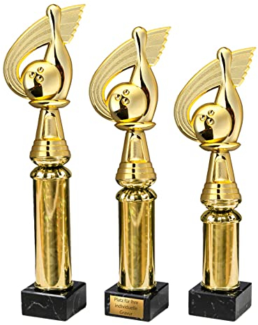 eberin · Bowling Pokal · Bowling · Bowler/Bowlingspieler Preis · Bowlingkugel · Bowlingkegel · Bowling PIN · Goldsäule/Marmor schwarz · Auszeichnung · Pokal · 3 Größen · ohne oder mit Gravur ·