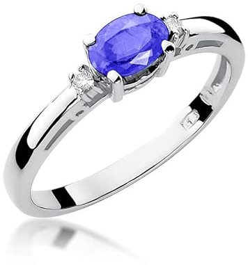 Damen Ring 585 14k Gold Weißgold echt Tansanit Edelstein Diamanten Brillanten