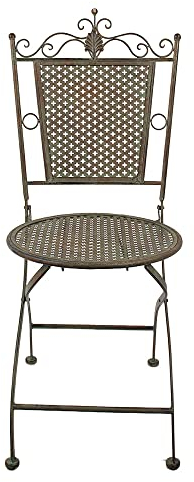 Clayre & Eef Gartenstuhl 43x45x96 cm Grün Braun Metall Bistro-Stuhl Terrassenstuhl