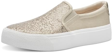 Tamaris Damen Sneaker Slip On Structure Vegan; LIGHT GOLD GLAM/metallic; 38