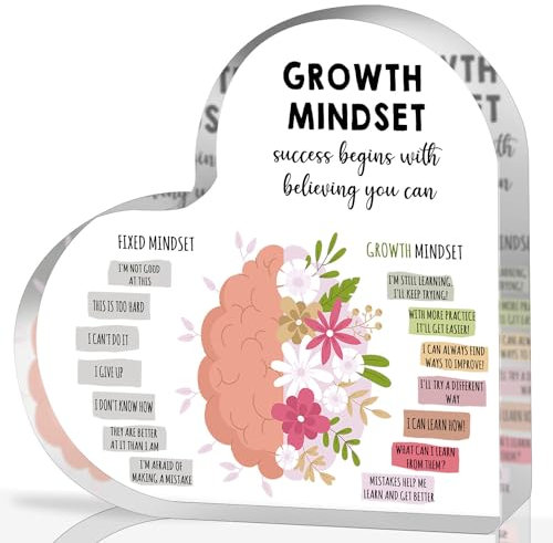Wachstums-Mindset-Dekoration, Therapiebüro, psychische Gesundheit, Klassenzimmer, Kunst, pädagogisches Acrylherz, inspirierendes Geschenk, ändern Sie Ihre Meinung, Dekoration, positive Sprüche,