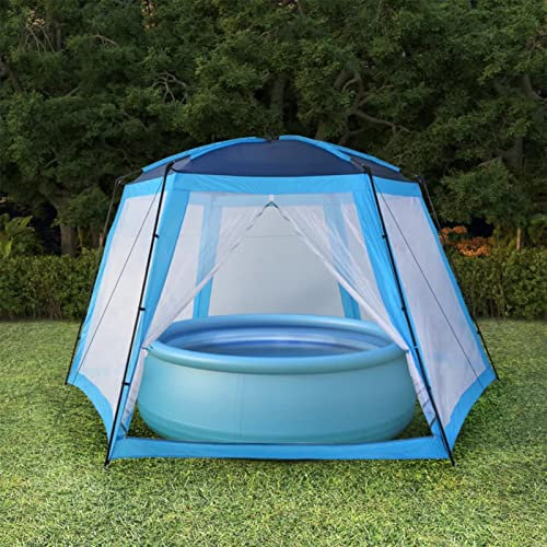 GuyAna Pool-Zelt 660x580x250 cm Blau Poolzelt Pool Dach Pool Abdeckung Bodendusche Outdoor Pavilon Zelt