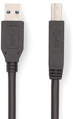 NEDIS USB-Kabel - USB 3.2 Gen 1 - USB-A Stecker - USB-B Stecker - 5 Gbps - Vernickelt - 2.00 m - Rund - PVC - Schwarz - Box
