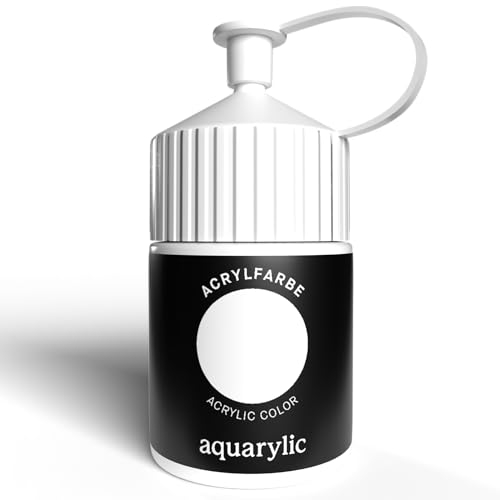 Aquarylic Hochpigmentierte Acrylfarbe Künstlerqualität - Cremige Konsistenz, Lichtecht, Vegan - Hergestellt in Österreich (Acrylfarbe - 120ml Flasche, Titanweiß)