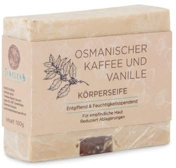 2 Stück KÖRPERSEIFE OSMANISCHER KAFFEE UND VANILLE - Feuchtigkeitsspendend, reduziert Cellulite, hautreinigend, mit Kaffeeextrakt, Vanillebohnenextrakt - Timeless Beauty Secrets