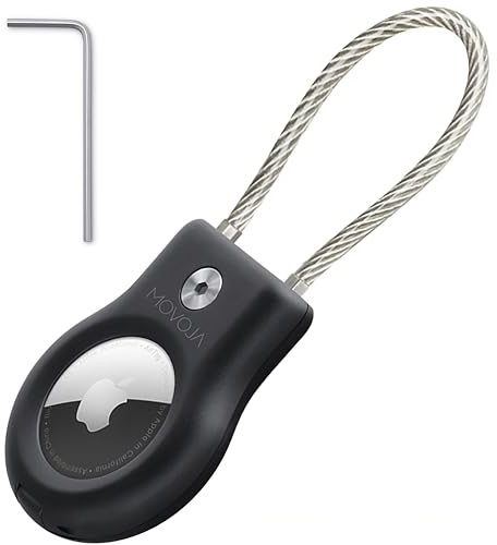 Movoja AirTag Schlüssel-Anhänger | Schloss mit Sicherheitsverschluss | Abschließbar | kompatibel mit Apple AirTag | für Schlüssel Koffer Gepäck Tasche Handtasche, Schwarz, Einheitsgröße