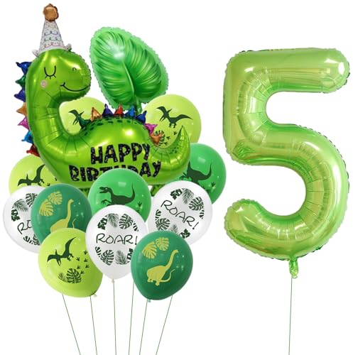 23 Stück Dino Luftballon,Dino Geburtstag Deko 5 Jahre,Dschungel Deko 5. Geburtstag Junge,Dino Deko Kindergeburtstag Luftballons,Ballon 5 Geburtstage Deko,Folienballon 5 für Waldtiere Party Dekoration