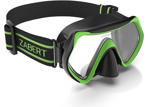 ZABERT M1 Taucherbrille, Schwimmbrille für Erwachsene herren damen Schnorchelmaske Tauchmaske Tauchermaske Schwimmmaske Schwarz Grün