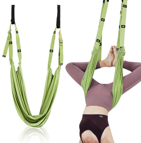 Yoga-Fitness-Stretching-Band, Yoga Elastisch Krafttraining Gymnastikband,Hochelastischer Widerstandsbänder, Yoga Stretch Gurt für Reha Pilates Ballett Cheerleading Spagat Gymnastik (Grün)