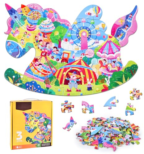 FORMIZON Puzzle Kinder, 48 Teile tierische Puzzleteile, Ocean Puzzle Spielzeug, Pädagogisches Spielzeug, Kinderpuzzle Geschenk für Jungen Mädche ab 3-12 Jahren (Einhorn-B)