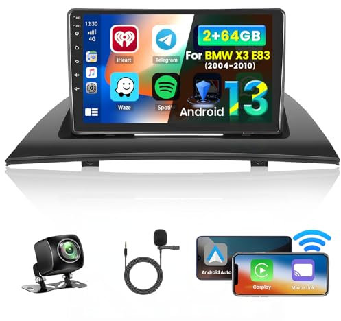 Inefala 2 + 64G Android 15 CarPlay Radio für BMW X3 E83 2004-2012, 9 Zoll Touchscreen mit Wireless CarPlay und Android Auto, Unterstützung GPS Navigation Link Spiegel Bluetooth RDS AHD Wi-Fi DSP