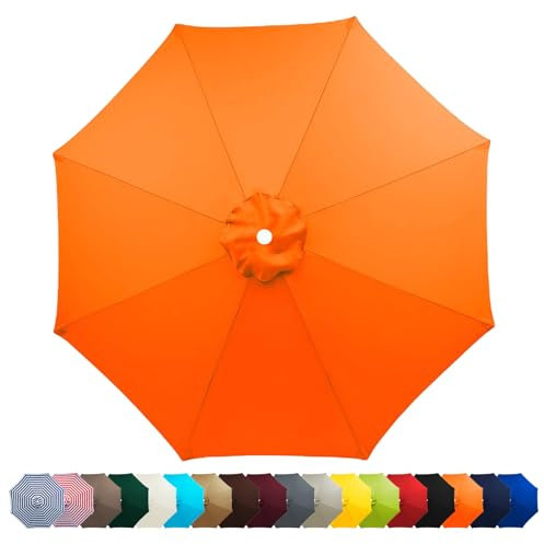 HonunGron Auvent De Remplacement Pour Parasol 2m/2.3m/2.5m/2.7m/3m,Dessus De Parapluie De Remplacement pour 6 Ribs/8 Ribs, UV 50+ Toile de Rechange pour Parasol De Jardin (6 Ribs-3m,Orange)