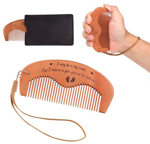 Ensemble de Peigne de Naissance, Peigne d'Accouchement Peigne à Cheveux d'Accouchement avec Sac de Rangement et Cordon Essentiels d'Accouchement pour les Nouvelles Mamans Cadeau de Grossesse
