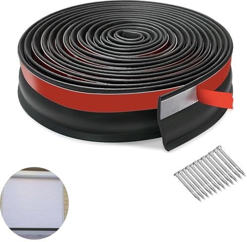 WLHFDC Guarnizione Porta Garage Basculante 3 Metri, Guarnizione Soglia Porta Garage, Soglia Antipioggia, Striscia di Ricambio Resistente Alle Intemperie in Gomma Mantieni il Tuo Garage Asciutto