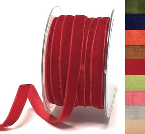 s.dekoda Dekoband Samt 20m x 10mm Rot Samtband Samtborte Schleifenband [DS 2296-300]