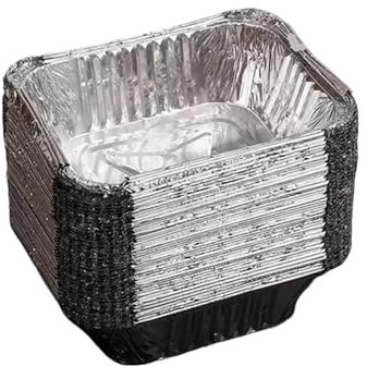 YDYAENIO Vaschette Alluminio 25/50 Pezzi Vassoio Rettangolare in Carta stagnola for Barbecue Speciale Ciotola Ispessita Scatola di Carta stagnola for Cottura(S 410ml,50pcs)