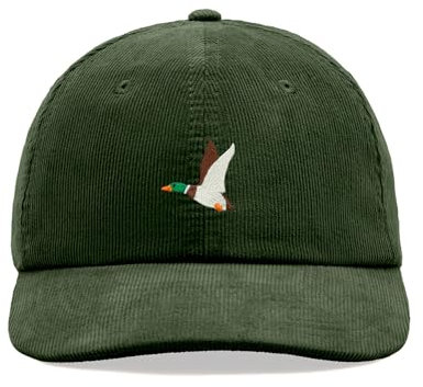 Baseballkappe mit fliegender Ente, Cord, Vintage, Unisex, Väter, verstellbar, Vogelstockte, dark olive, Einheitsgröße