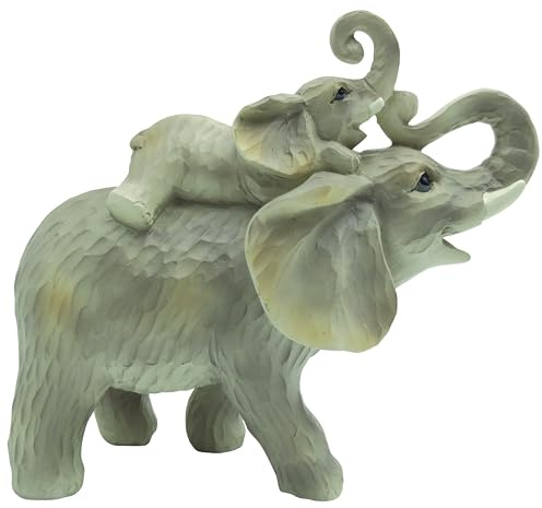 The Leonardo Collection Ellie & Family Piggy Back Elephant Figurine Figurines Statues For Home Decor | Ideal Ornaments Friendship Gifts For Women & Men | Lovely Centerpiece & Living Room Accessories