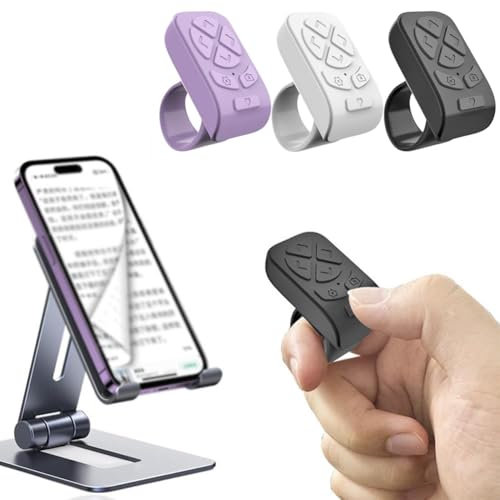 Confezione da 3 telecomandi Bluetooth senza fili, 2025, anello di controllo remoto con punta delle dita, per app di controllo remoto, anelli di scorrimento, telecomando ricaricabile per fotocamera per