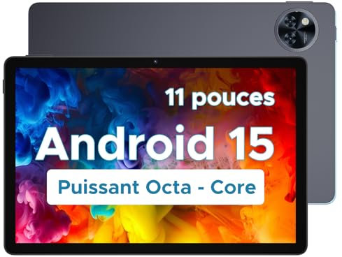 DOOGEE U11 Tablette Android 15, 11 Pouces 90 Hz, 16GB RAM+128GB ROM(2TB TF), Octa-Core Tablette Tactile, 8580mAh, Corps Métallique Ultra-Mince 7,9 mm, Caméra 13MP, Support Face ID/5G WiFi