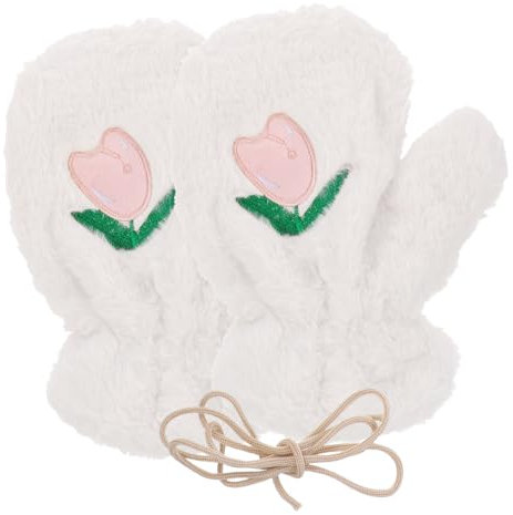 Holibanna 1 Pair Polyester Warm Gloves for Outdoor Hand Warmer Gloves White Waterproof Winter Gloves Gloves for Teen