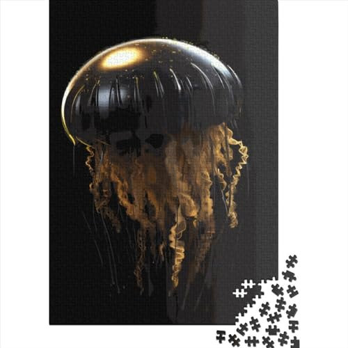 Puzzle 1000 Teile, Goldquallen-Puzzle für Kinder, Holzpuzzle, interessantes Stressabbau-Puzzle, 1000 Teile (75 x 50 cm)