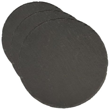 Rayher Plateau en Ardoise Rond, Gris, 1 PCE., Ø15cm, Utilisation Multiple, présentation d’Aliments, décoration de Table, Dessous de plat-56531000 (Lot de 3)