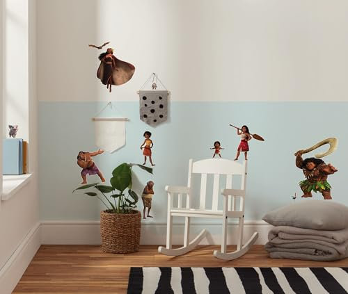 Komar Wandtattoo - Disney Moana 2 Family - Größe 50 x 70 cm - Wandsticker, Kinderzimmer, Wanddekoration, Viana, Bunt