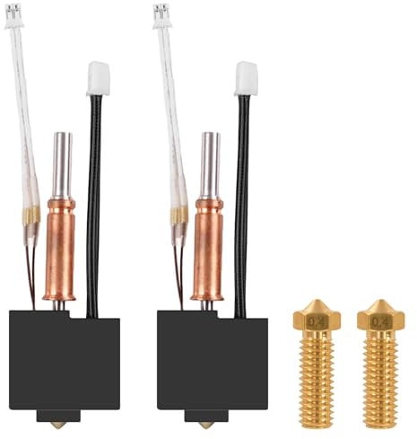 2 Stück Hotend-Kit für Anycbic Kobra 3, 0,4 mm Messingdüse Anycubic Kobra 3 Hotend mit 2 Stück, 3D Drucker Extruder V5 J-Head Druckkopf 24V Keramik Heizpatrone Hotend für Kobra 3, Kobra 3 Combo